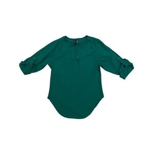 Women's Blue Rain Green Blouse/top. 3/4 sleeves. Size Small